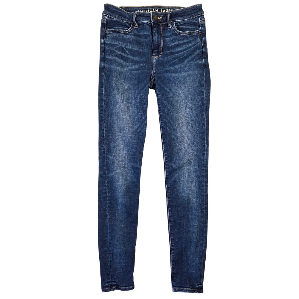 American Eagle Hi-Rise Jegging Super Stretch Dark Wash Blue Skinny Jeans Size 4R